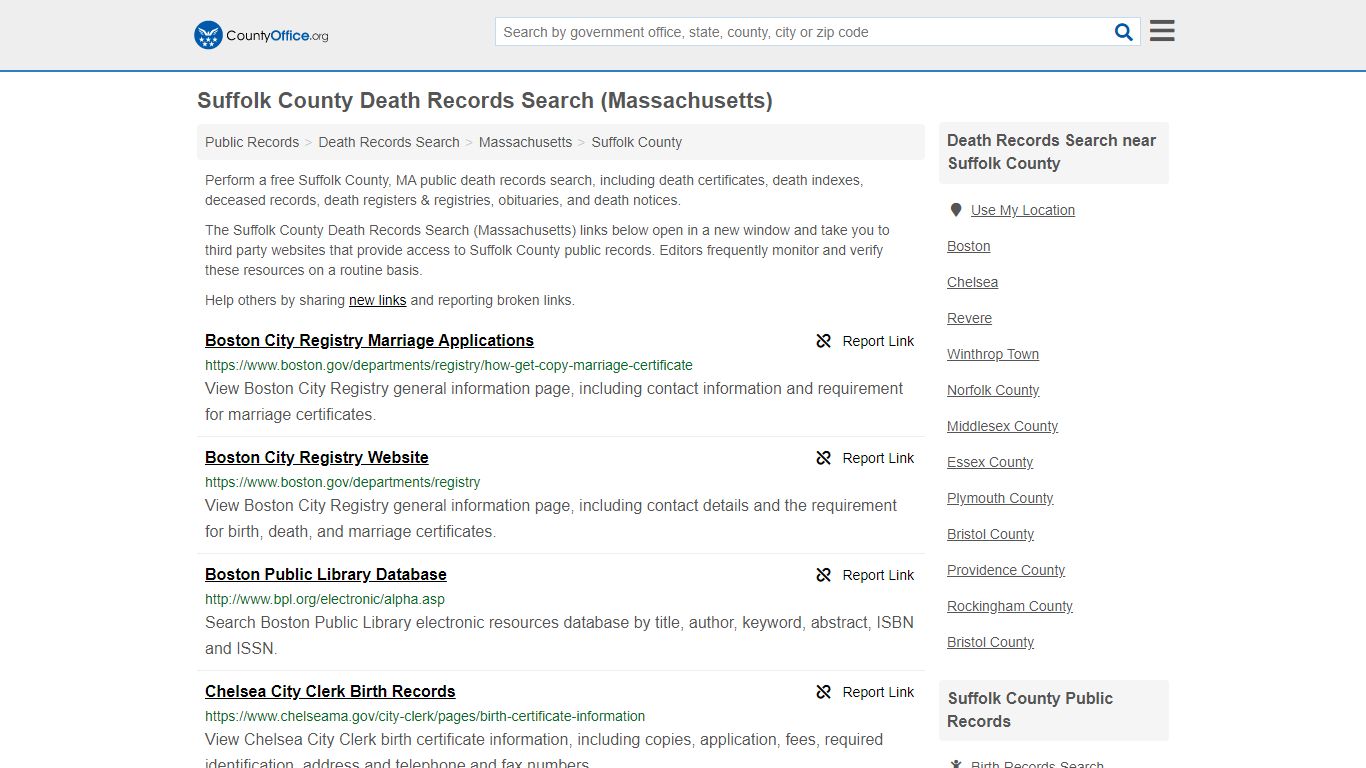 Death Records Search - Suffolk County, MA (Death ...